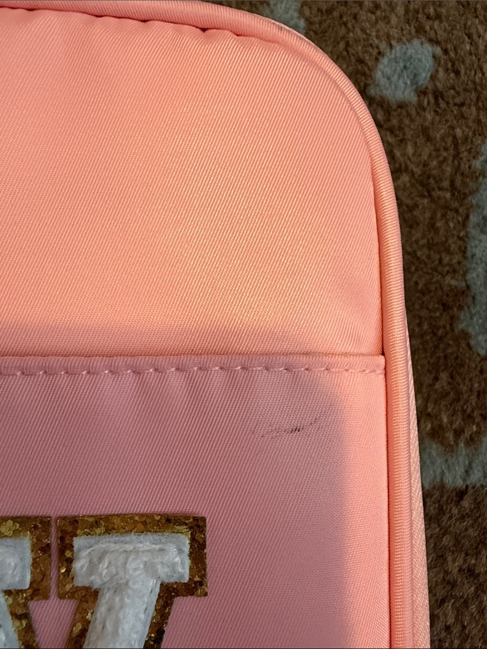 Pink Organizer Pouch with V Initial - Picture 9 of 10